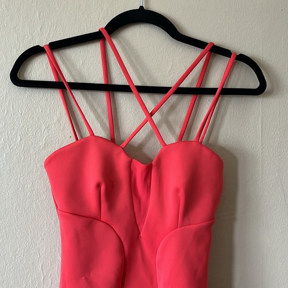 Solemio Los Angeles Bright Neon Pink Strappy Bodycon Clubbing Party Dress Small - Picture 7 of 9